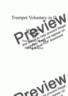 page one of Trumpet Voluntary in D for Saxophone Quartet
