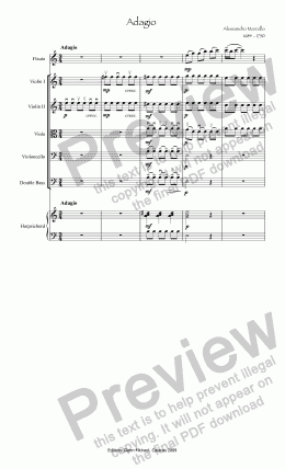 page one of Marcello Adagio for flute & strings