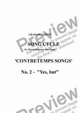 page one of *SONG CYCLE - ’CONTRETEMPS SONGS’ - No.2 "Yes, but" for Mezzo-Soprano and Piano
