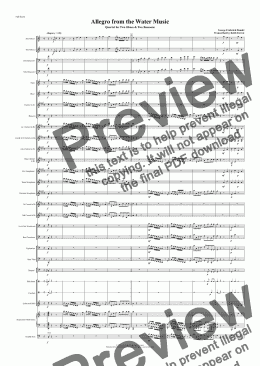 page one of Allegro from the Water Music for a Quartet of Oboes & Bassoons & Concert Band