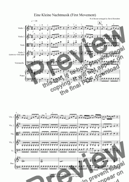 page one of Eine Kleine Nachtmusik (1st Movement) for String Quartet