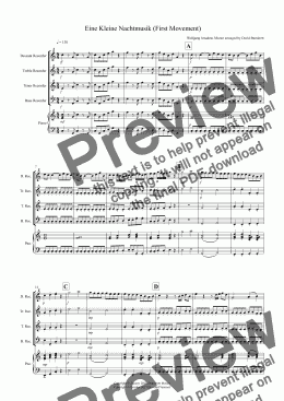 page one of Eine Kleine Nachtmusik (1st Movement) for Recorder Quartet