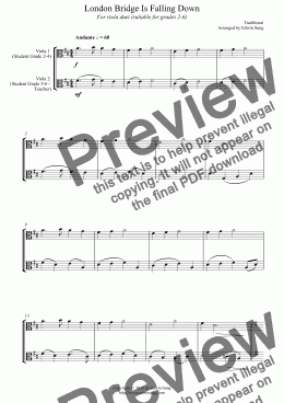page one of London Bridge Is Falling Down (for viola duet, suitable for grades 2-6) (151VADU02)