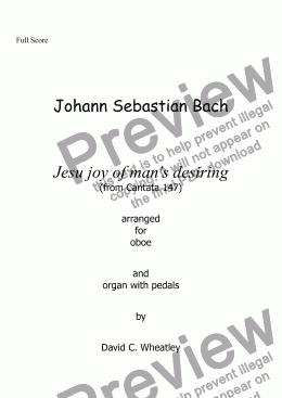 page one of Bach - Jesu joy of man’s desiring for oboe with organ accompaniment