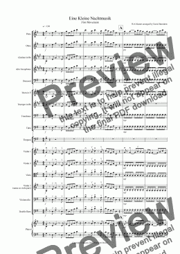 page one of Eine Kleine Nachtmusik (1st movement) for School Orchestra