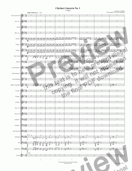 page one of Clarinet Concerto No. 1