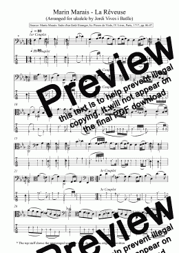 page one of Marin Marais - La Rêveuse (Arranged for ukulele by Jordi Vives i Batlle)