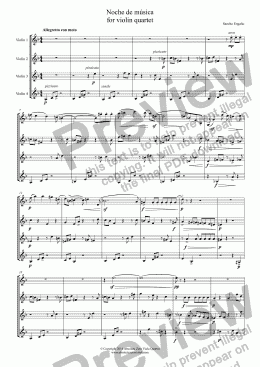 page one of Engano - Noche de Música - for violin quartet