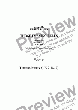 page one of PART-SONG - ’THOSE EVENING BELLS’ THOMAS MOORE (1779-1852) No.2 - Two-part arr. for SA and piano