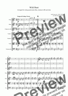 page one of IOSIF IVANOVICI: Galop: Wild Hunt (arr. for string quartet, flute, clarinet and oboe)