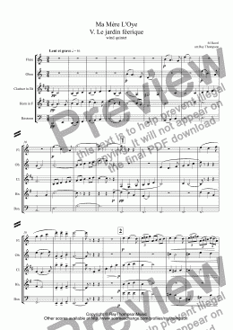 page one of Ravel: Ma Mère L’Oye (Mother Goose Suite) V. Le jardin féerique (The fairy garden) arr.wind quintet