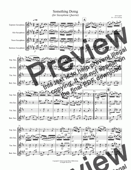 page one of Joplin - Something Doing (for Saxophone Quartet SATB)