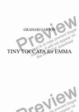 page one of PIANO MUSIC - TINY TOCCATA for EMMA No.2 of Ten Tiny Toccatas