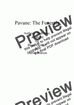 page one of Pavane: The Funerals by A. Holborne for Brass Quintet
