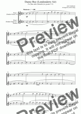 page one of Danny Boy (Londonderry Air) (for flute duet, suitable for grades 2-5) (152FLDU01)