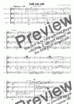 page one of Still Still Still - Christmas song - Clarinet Quartet