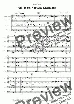 page one of Auf der schäbsche Eisebahne  - Swabian anthem/Oktoberfest  - Brass Quartet