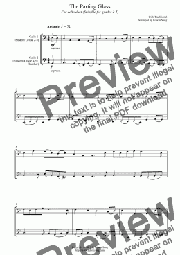 page one of The Parting Glass (for cello duet, suitable for grades 2-5) (152CODU04)