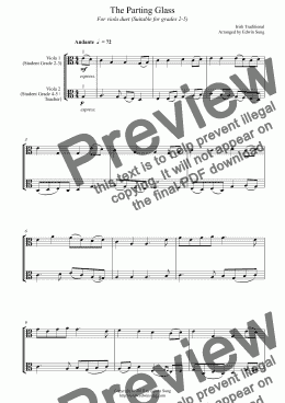 page one of The Parting Glass (for viola duet, suitable for grades 2-5) (152VADU04)