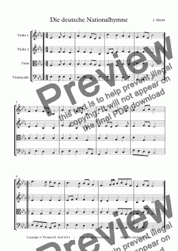page one of Deutsche Nationalhymne - German Anthem  - String Quartet
