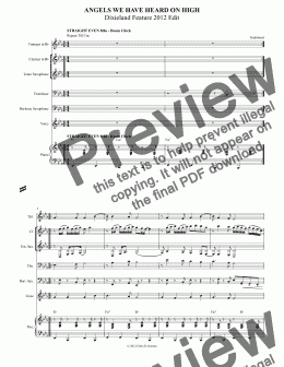 page one of ANGELS WE HAVE HEARD ON HIGH Dixieland Feature 2012 Edit