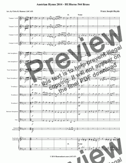 page one of Austrian Hymn 2014 - HUHorns 544 Brass