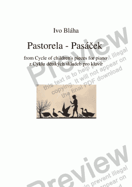 page one of PASTORELA (Pasáček) - children’s piece for piano 