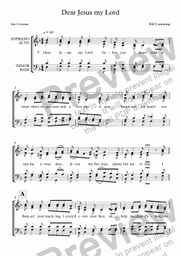 page one of "Dear Jesus my Lord" for a capella SATB choir
