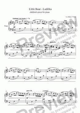 page one of LITTLE BOAT (Lodička) children’s piece for piano