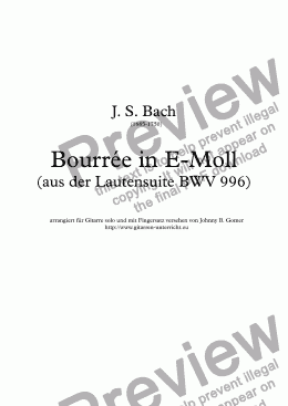 page one of Bourrée in E-Moll