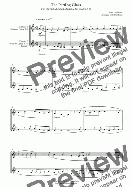 page one of The Parting Glass (for clarinet (Bb) duet, suitable for grades 2-5) (152CLDU04)