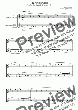 page one of The Parting Glass (for oboe duet, suitable for grades 2-5) (152OBDU04)