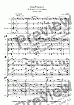 page one of Ravel:Trois Chansons: III.Ronde (Rondelay) arr,wind quartet