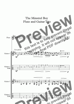page one of The Minstrel Boy  Flute and Guitar Trio