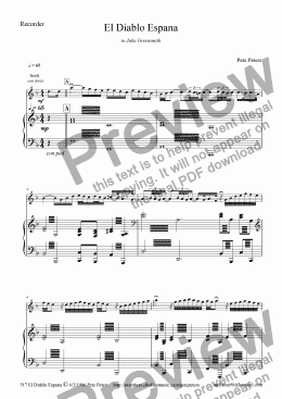 page one of El Diablo Espana (recorder or flute version)