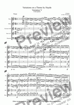 page one of Brahms: Variations on a Theme by Haydn Variation V. arr.wind quintet