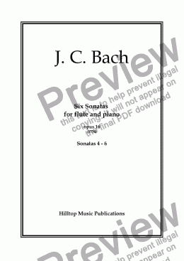 page one of J. C. Bach Six Sonatas for Flute and Piano No. 4 - 6