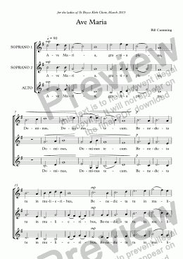 page one of "Ave Maria" for SSA a capella choir