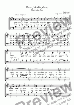 page one of Slaap, kindje, slaap [Dutch lullaby] (choir SATB)