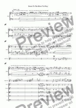 page one of Down To The River To Pray (choir SATB + string orchestra + violin)