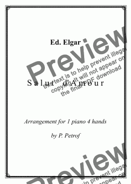 page one of E. Elgar - Salut d’Amour - piano 4 hands