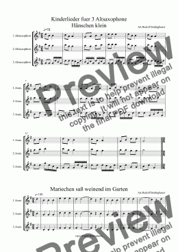 page one of Kinderlieder fuer 3 Alt-Saxophone