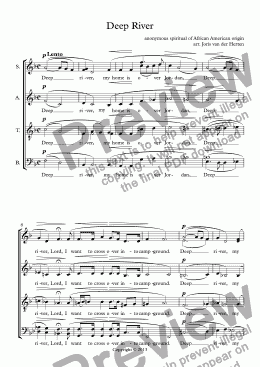 page one of Deep River (choir SATB)