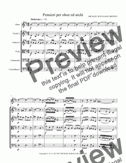 page one of Pensieri per oboe ed archi