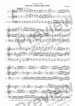 page one of trio for 2 flutes and ’cello