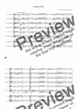 page one of Sosban Fach (saxophone/brass quartet)