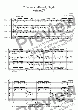 page one of Brahms: Variations on a Theme by Haydn (St.Anthony Chorale): Variation VI. arr. horn quartet