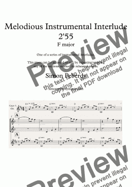 page one of Instrumental Interlude 2’55 for 2 flutes, guitar and/or piano (2015)