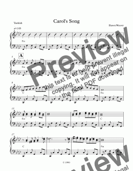 page one of Carol’s Song