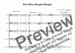 page one of Für Elise Boogie Woogie for String Orchestra (Jazz for 5 Strings Series)
